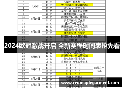 2024欧冠激战开启 全新赛程时间表抢先看